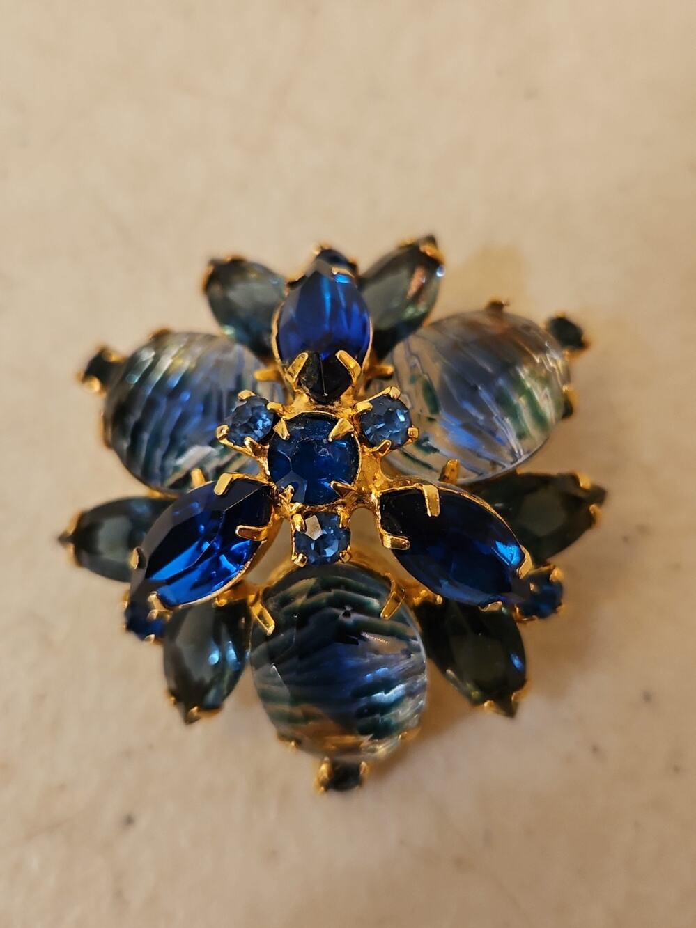 Vintage Blue Stone Open Back Brooch